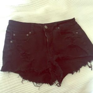 AMERICAN EAGLE HIGH RISE RIPPED SHORTS